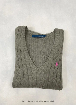 Pull Tressé Ralph Lauren Gris brodé rose col en V Torsadé Pull over - Taille L #1366, marke: Ralph Lauren, zustand: Sehr gut, größe: L / 40 / 12, 54,90 €, 58,35 € beinhaltet Vinted-Käuferschutz Pro