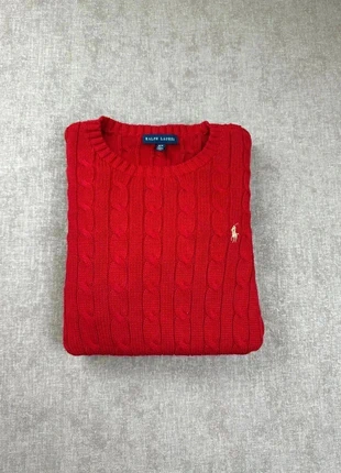 Pull Ralph Lauren torsadée | Taille M | rouge logo blanc, marque: Ralph Lauren, état: Très bon état, taille: M / 38 / 10, 55,00 €, 58,45 € Protection acheteurs (Pro) incluse