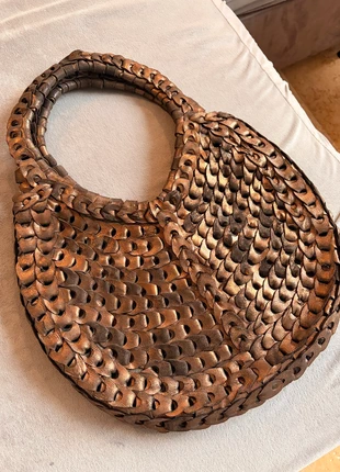 Sac à main vintage cuir irisé marron tressé, état: Bon état, 15,00 €, 16,45 € Protection acheteurs incluse