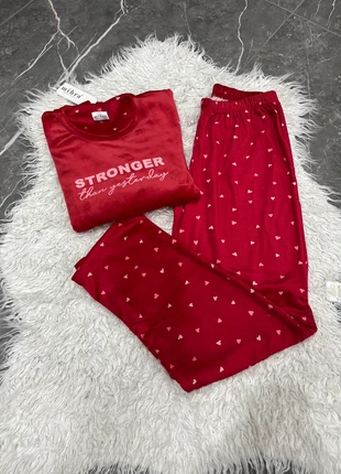 Pyjama Femme - 13309-3 - motif coeur rouge et blanc, marque: pijamaworld, état: Neuf avec étiquette, taille: XL / 42 / 14, 13,99 €, 15,39 € Protection acheteurs (Pro) incluse