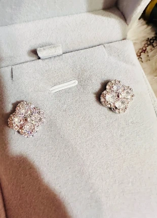 🍀 Boucles d’oreilles trèfles – zirconium & tiges en argent, brand: Vintage Boutique, condition: Very good, €22.50, €24.33 includes Buyer Protection Pro