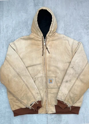 CH02 - 90s Vintage Carhartt Active Jacket ‘J04 BRN’ Rare Faded Colorway Camel Beige - Made In Mexico, marque: Carhartt, état: Satisfaisant, taille: XXL, 79,99 €, 84,69 € Protection acheteurs (Pro) incluse