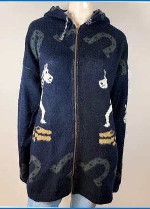 Handmade Ecuador wool cardigan, turquoise bison pattern, rustic boho style, marke: LAINE, zustand: Sehr gut, größe: L / 40 / 12, 21,90 €, 23,70 € inklusive Vinted-Käuferschutz