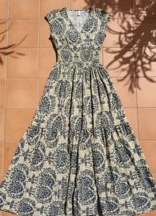 Robe longue bohème imprimée, manches courtes, taille S, fluide chic rétro été, brand: eloria, condition: Very good, size: S / 36 / 8, €38.99, €41.64 includes Buyer Protection Pro