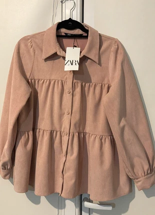 Zara Pink Corduroy Tiered Blouse/Shirt - Size M, brand: Zara, condition: New with tags, size: M / 38 / 10, €16.99, €18.54 includes Buyer Protection