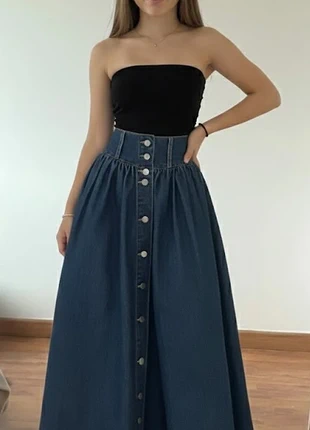 Jupe longue en jean taille haute, boutonnée d Taille M, brand: phenomeca, condition: Very good, size: M / 38 / 10, €69.00, €73.15 includes Buyer Protection