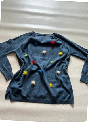 Pull bleu à pompons multicolores style noel – original, doux et fun – Taille M, brand: Original, condition: Very good, size: M / 38 / 10, €12.00, €13.30 includes Buyer Protection Pro