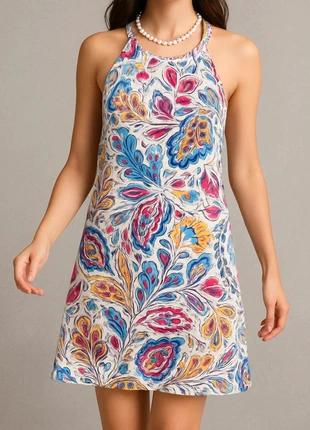 Robe Évasée Motifs Fleuris Colorés Vintage Été Chic Bohème Élégante | Floral Summer Dress | S | 449, marque: Boutique Italiana, état: Très bon état, taille: S / 36 / 8, 18,00 €, 19,60 € Protection acheteurs incluse