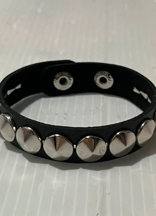 **2pc**Single Cone Stud Black Silver Leather Gothic Grunge Punk Wrist Strap Band Bangle, brand: Punk, condition: New with tags, £1.00, £1.75 includes Buyer Protection Pro