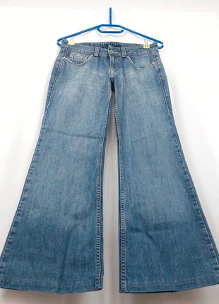 Low Waisted Baggy Bootcut Flared Jeans Vintage Y2K Boho Chic, marca: Vintage Dressing, estado: Bom, tamanho: S / 36 / 8, €15.00, €16.45 inclui Proteção do Comprador
