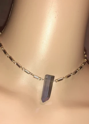 Ketting Rainbow aura kwarts speciale schakels, merk: Creatrice, staat: Heel goed, € 10,00, € 11,20 inclusief Kopersbescherming