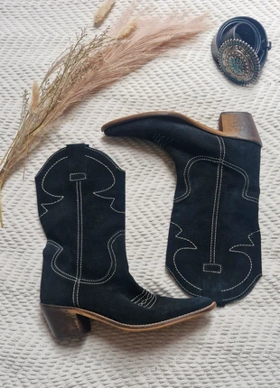 💥Black Boho Suede Embroidered Cowboy/Western Boots | EU38 UK Size 5, brand: Boutique Bohéme, condition: Very good, size: 38, €35.99, €38.49 includes Buyer Protection
