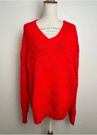 Pull sweat col v en maille rouge pour femme taille XL #CS2, état: Très bon état, taille: XL / 42 / 14, 12,00 €, 13,30 € Protection acheteurs incluse