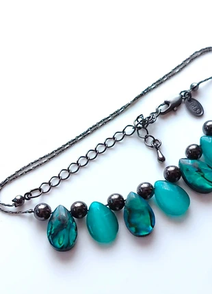 Marks and Spencer M&S abalone green tone beaded necklace, brand: Marks & Spencer, condition: Good, £1.00, £1.75 includes Buyer Protection Pro