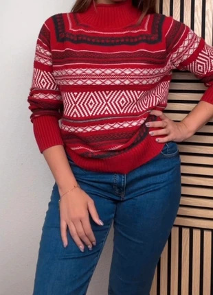 Pull Vintage Chaps Ralph Lauren Col Montant Rouge Noir Blanc Motif Géométrique Taille L, merk: Chaps Ralph Lauren, staat: Heel goed, maat: L / 40 / 12, € 19,00, € 20,65 inclusief Kopersbescherming Pro