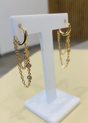 Créoles double chaîne strass acier doré, brand: clic & chic, condition: New without tags, €8.50, €9.63 includes Buyer Protection