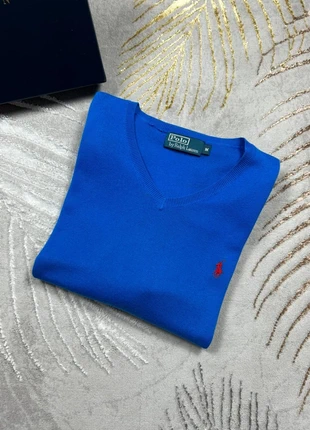 Sweat à col V Ralph Lauren bleu logo brodé rouge, marque: Ralph Lauren, état: Très bon état, taille: M, 32,00 €, 34,30 € Protection acheteurs (Pro) incluse
