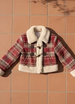 Veste courte rouge marron à carreaux fourrée – taille S – style cosy hiver, marque: Isoldea, état: Très bon état, taille: S / 36 / 8, 59,99 €, 63,69 € Protection acheteurs (Pro) incluse