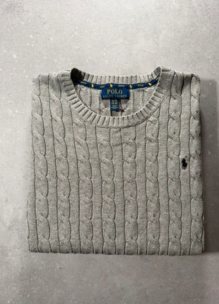 Pull torsadé Ralph Lauren col rond gris - taille S homme, marque: Ralph Lauren, état: Très bon état, taille: S, 58,00 €, 61,60 € Protection acheteurs (Pro) incluse