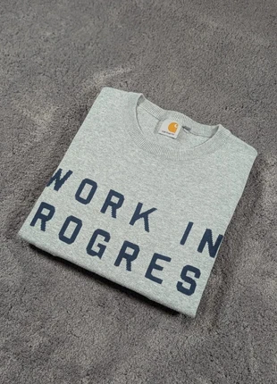 Pull Carhartt gris col rond "work un progress" en coton homme taille S, merk: Carhartt, staat: Heel goed, maat: S, € 22,00, € 23,80 inclusief Kopersbescherming