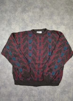 Pull d'hiver vintage 90's retro bordeaux/marron unisexe motifs géométriques – taille XL made in USA, brand: Vintage Dressing, condition: Very good, size: XL, €19.90, €21.60 includes Buyer Protection