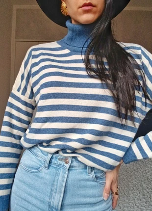 Cashmere blend turtleneck striped jumper / blue, marque: wool and cashmere, état: Neuf avec étiquette, taille: S / 36 / 8, 39,00 €, 41,65 € Protection acheteurs incluse