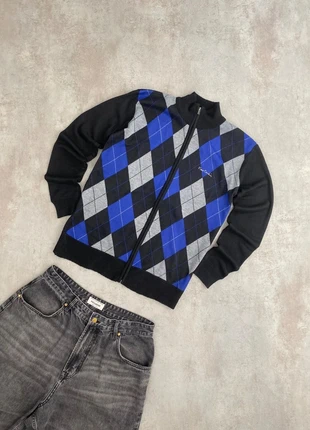 Pierre Cardin Coogi Sweater | Jersey Rombos Negro-Azul | Zip-Up Knit, marca: Pierre Cardin, estado: Muy bueno, tamaño: L, 19,95 €, 20,95 € Protección al comprador incluida