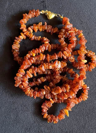 Long collier sautoir ambre brute vintage fermoir cœur, marque: Vintage Boutique, état: Bon état, 38,00 €, 40,60 € Protection acheteurs (Pro) incluse