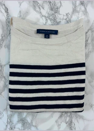 Pull Tommy Hilfiger Blanc/Noir / Col rond / Logo brodé / Taille S Femme, brand: Tommy Hilfiger, condition: Very good, size: S / 36 / 8, €23.00, €24.85 includes Buyer Protection