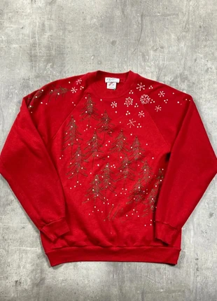 Sweat-shirt Rouge motif sapins taille L, marque: Jerzees, état: Satisfaisant, taille: L, 10,99 €, 12,24 € Protection acheteurs (Pro) incluse