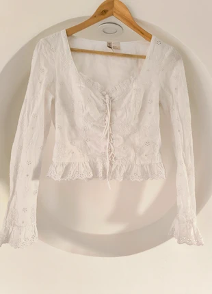 H&m Blouse Bluse lace spitze cottage core princess Korsage Corsage Korsett, brand: H&M, condizioni: Ottime, taglia: M / IT 42 / EU 38, €15.00, €16.45 include la Protezione acquisti