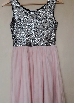 Feestelijk mouwloos jurkje van H&M met paillettenvoorkant, maat 158., marque: H&M, état: Très bon état, taille: 13 ans / 158 cm, 8,50 €, 9,63 € Protection acheteurs incluse