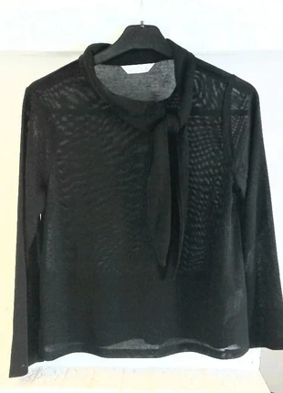 Blouse noir chic Fantasia Fantastica – nœud col gauche – 40, marke: fantasía fantástica, zustand: Neu, größe: L / 40 / 12, 12,00 €, 13,30 € inklusive Vinted-Käuferschutz