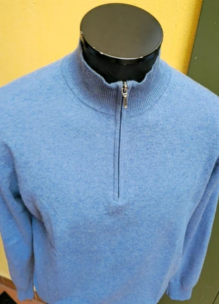 Maglione uomo collo alto azzurro zip 100%cashmere, marque: 100 % cashmere, état: Très bon état, taille: M, 48,00 €, 51,10 € Protection acheteurs incluse