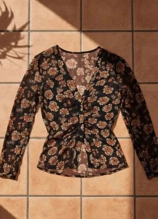 Top transparent fleuri, manches longues, col V boutonné, style bohème rétro chic, brand: isória, condition: Very good, size: S / 36 / 8, €29.99, €32.19 includes Buyer Protection Pro