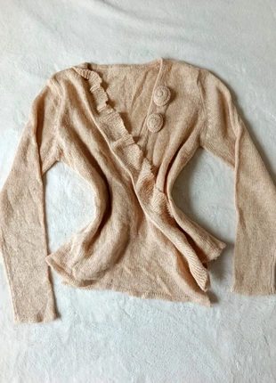 Cardigan cache coeur col effet volanté à nouer rose 3D, marque: Top Vintage, état: Très bon état, taille: S / 36 / 8, 35,00 €, 37,45 € Protection acheteurs (Pro) incluse