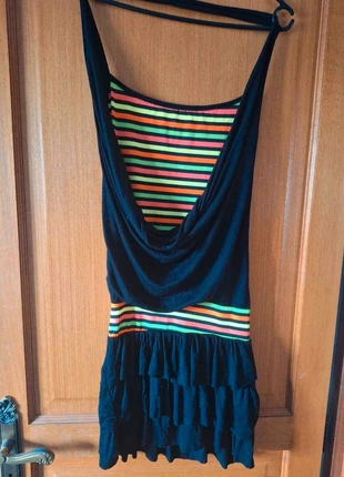 Robe d’été noire à rayures colorées, marque: Fashion, état: Très bon état, taille: Taille unique, 3,10 €, 3,96 € Protection acheteurs incluse