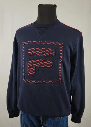 Sweat FILA bleu marine L homme vintage logo grand F rouge rétro streetwear sport classique, brand: FILA, condizioni: Ottime, taglia: L, €12.00, €13.30 include la Protezione acquisti