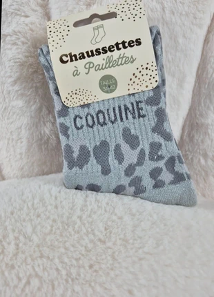 Chaussettes à paillettes - Coquine grise, marca: chaussettes à paillettes, estado: Novo com etiquetas, tamanho: Tamanho único, €5.00, €5.95 inclui Proteção do Comprador Pro