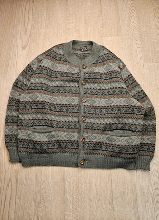 cardigan/gilet Vintage Stahl-Wolle Laine Vierge Trachten Vert Marron XL/XXL|250l, marke: Vintage Dressing, zustand: Sehr gut, größe: XXL, 70,00 €, 74,20 € inklusive Vinted-Käuferschutz