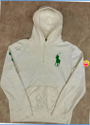 Pull à capuche RL Ralph Lauren Blanc Gros logo vert logo 3 Vert Taille L 180cm, marca: Ralph Lauren, estado: Muito bom, tamanho: L, €89.00, €94.15 inclui Proteção do Comprador Pro