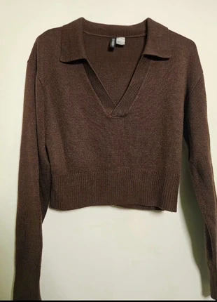 Chocolate brown cropped polo sweater H&M Divided Size S, marca: H&M, estado: Muito bom, tamanho: S / 36 / 8, €15.00, €16.45 inclui Proteção do Comprador