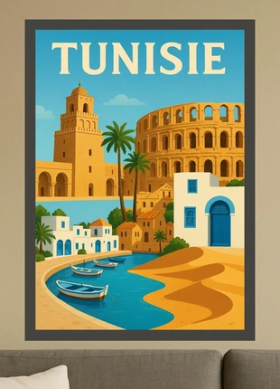 Affiche illustration « Tunisie », état: Neuf sans étiquette, 6,00 €, 7,00 € Protection acheteurs (Pro) incluse