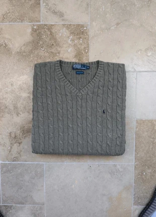 Pull col V torsadé Ralph Lauren - Homme XL - Vert d'eau logo marinr, marque: Ralph Lauren, état: Très bon état, taille: XL, 95,00 €, 100,45 € Protection acheteurs (Pro) incluse