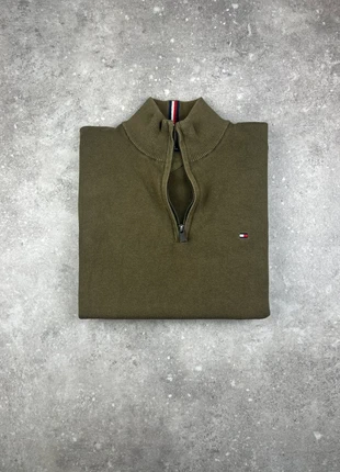 Pull Half-zip 1/4 Zip Col Camionneur Tommy Hilfiger Taille M Homme Vert Logo Brodé 100% Coton #T124, brand: Tommy Hilfiger, condition: Very good, size: M, €39.00, €41.65 includes Buyer Protection Pro