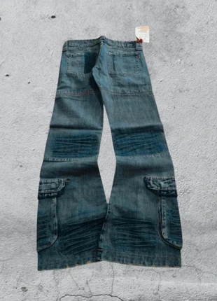 Denim Washed Embroidered Flare Vintage WorkPant Y2K Baggy Fit 90s 00s American Style Hip-Hop (XS), merk: Japan Style, staat: Heel goed, maat: XS / 34 / 6, € 29,99, € 32,19 inclusief Kopersbescherming Pro