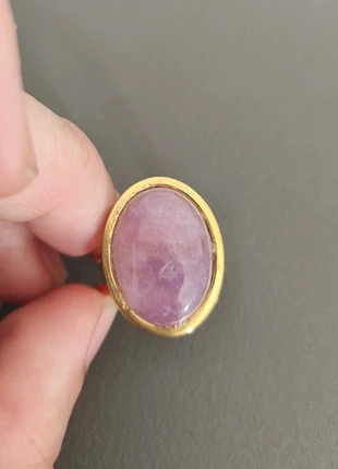 Bague ovale acier inoxydable doré pierre naturelle améthyste, brand: Amethyste, condizioni: Ottime, taglia: Regolabile, €8.50, €9.63 include la Protezione acquisti Pro