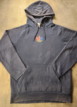 Sweat à capuche Adidas bleu marine logo Trefoil multicolores 3 bandes - Taille S, brand: adidas, condizioni: Buone, taglia: S, €18.00, €19.60 include la Protezione acquisti