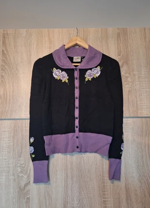 Paars, zwarte cardigan - Banned - Maat M 38, merk: Banned Apparel, staat: Nieuw met prijskaartje, maat: M / 38 / 10, € 22,50, € 24,33 inclusief Kopersbescherming Pro