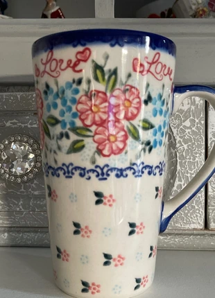 Bolesławiec przepiękny wysoki kubek Latte! Unikat!, merk: BOLESLAWIEC, staat: Nieuw zonder prijskaartje, € 19,00, € 20,65 inclusief Kopersbescherming